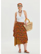 Mustard Bohemian Skirt with Elastic Waist and Tie Detail 4520